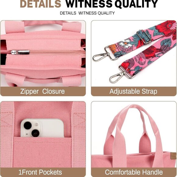 Canvas Tote Bag for Women Crossbody Shoulder Work Gym School Travel Tote Bag Sat - Picture 4 of 7